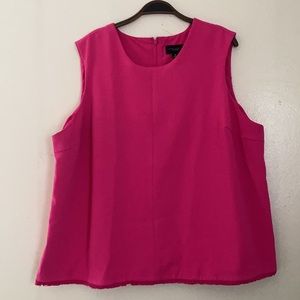 Pink Box Top with fringed hem